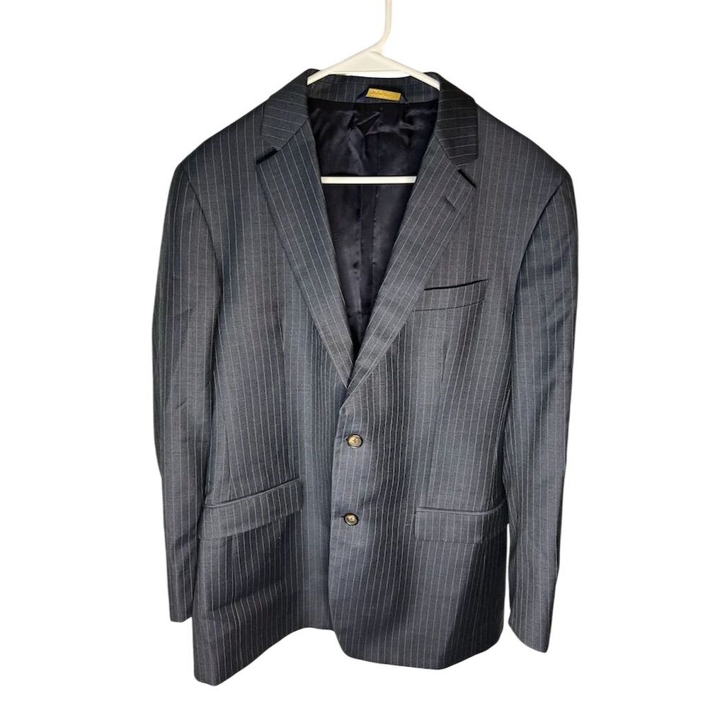 Brooks Brothers Men's Gray Pinstripe Wool Blazer Jacket Size 42